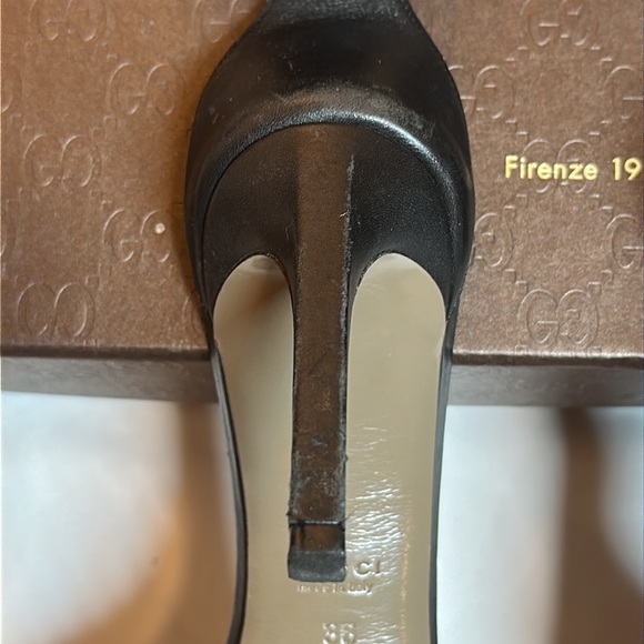 Gucci women’s black horsebit ankle strap high heel sandal gold hardware size 36 - Picture 5 of 15